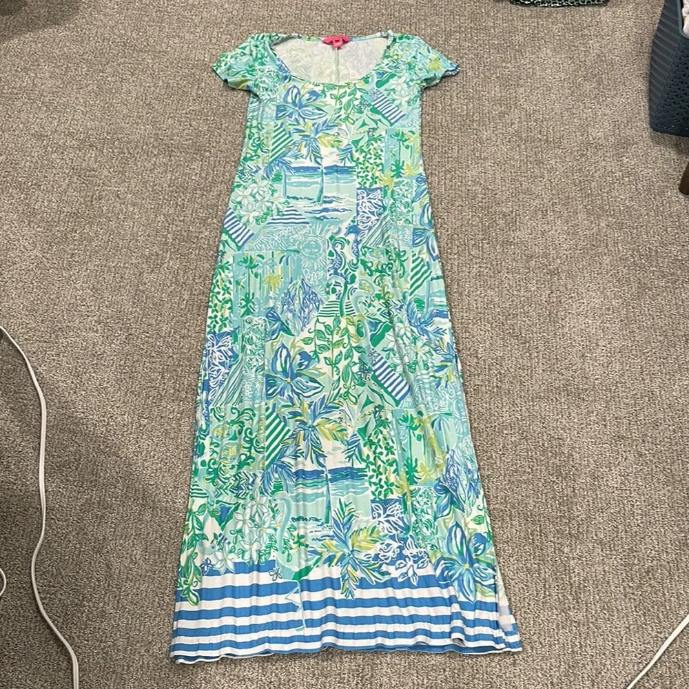 Lilly Pulitzer Green and Blue Maxi Dress - Picture 2 of 6